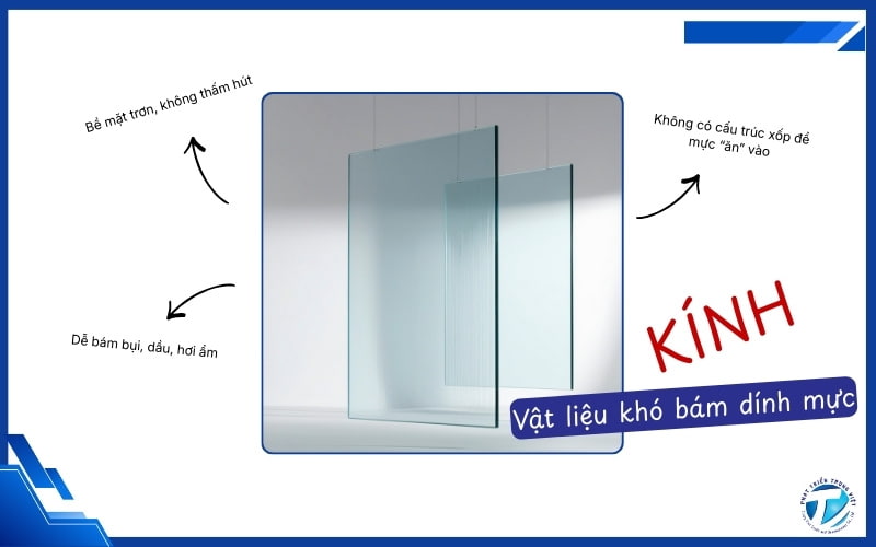 Vì sao in trên kính khó bám mực?